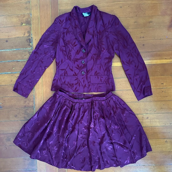 dawn joy fashions Dresses & Skirts - Vintage Burgundy Floral Blazer and Skirt Set from Dawn Joy Fashions